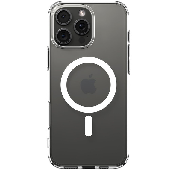 Carcasă MagSafe Spigen pentru iPhone 16 Pro Max, Ultra Hybrid, transparent / alb + 9H Tempered Glass