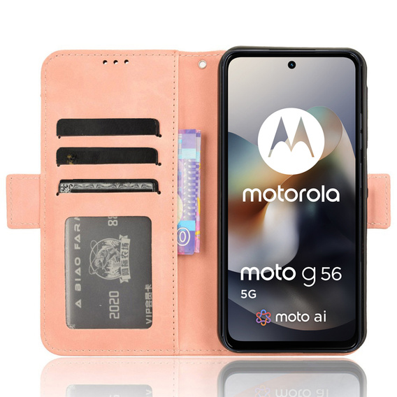 Cu clapetă pentru Motorola Moto G56 5G, Card Slot, roz