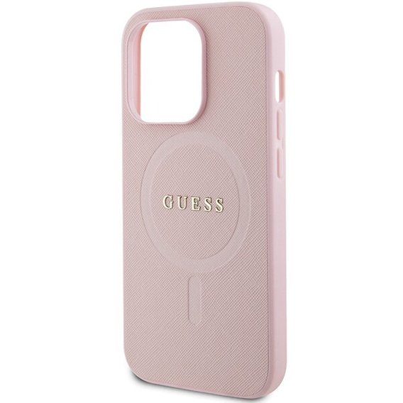 GUESS Huse pentru iPhone 14 Pro, Saffiano MagSafe, roz