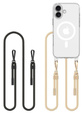 Husă cu lănțișor pentru iPhone 16, ERBORD MagSafe, transparentă + sticlă pentru ecran