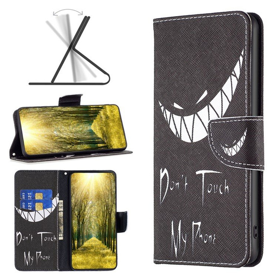 Cu clapetă pentru Xiaomi Redmi 13C / Poco C65, Wallet, Don't Touch My Phone, albastru