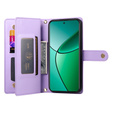 Cu clapetă pentru Oppo Reno 13F 5G, Wallet Zipper Pocket, violet