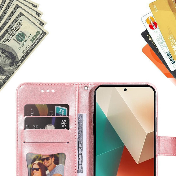 Cu clapetă pentru Xiaomi Redmi Note 13 5G, Mandala, roz rose gold