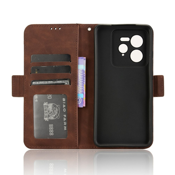Cu clapetă pentru Realme GT 7 Pro, Card Slot, maro