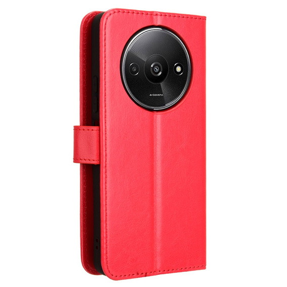 Cu clapetă pentru Xiaomi Redmi A3, Crazy Horse Wallet, roșu