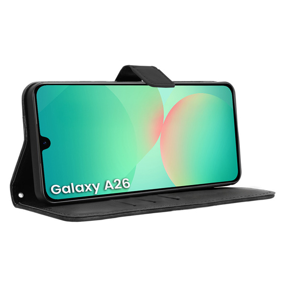 Cu clapetă pentru Samsung Galaxy A26, Crazy Horse Wallet, negru