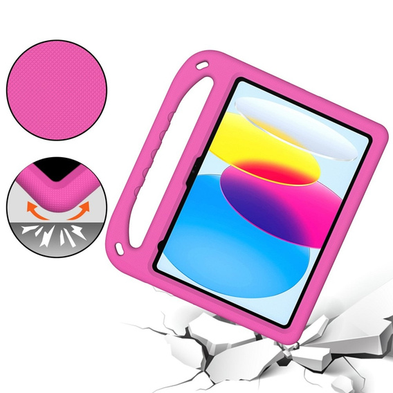 Husă pentru copii pentru iPad 11" 2025 A16 (11 gen.) / iPad 10.9" 2022 (10 gen.), cu mâner, roz