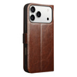QIALINO Carcasă cu flip din piele de vacă originală pentru iPhone 17 Pro Max, maro