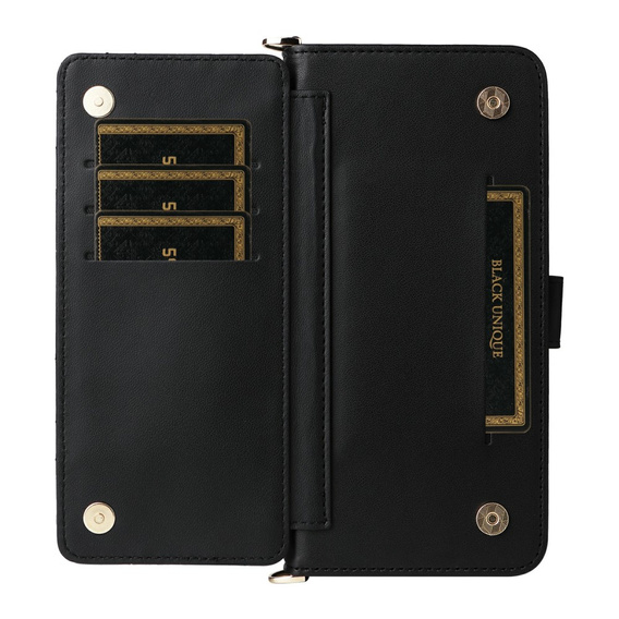 Carcasă cu clapetă pentru Xiaomi Redmi A5, Crossbody Leather Wallet, negru