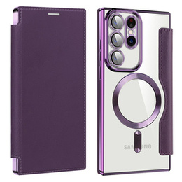 Cu clapetă pentru Samsung Galaxy S23 Ultra, RFID Wallet MagSafe CamShield, violet