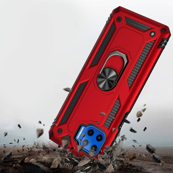 Husă blindată pentru Motorola Moto G 5G Plus, Nox Case Ring, roșu