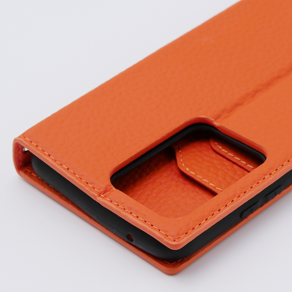 Husă din piele pentru Samsung Galaxy S20 Ultra, ERBORD Grain Leather, portocaliu