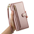 Cu clapetă pentru Samsung Galaxy S25 Edge, Wallet Zipper Pocket, roz