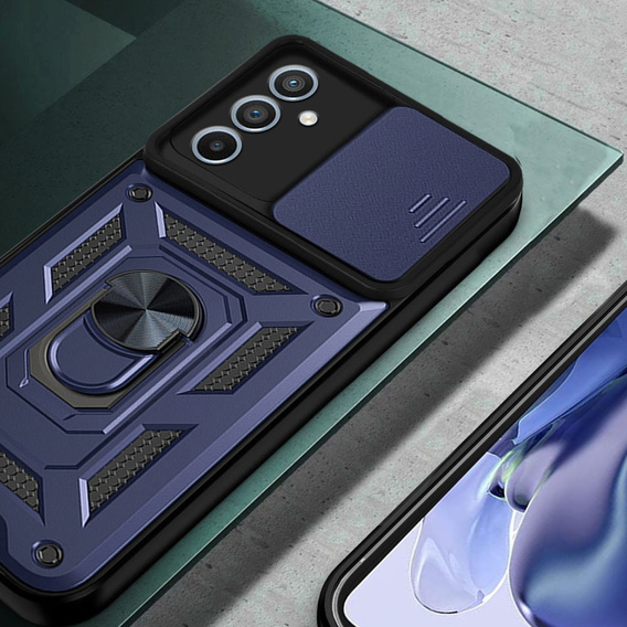 Husă blindată pentru Samsung Galaxy A54 5G, CamShield Slide, albastru