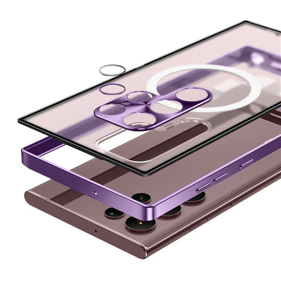Carcasă de protecție pentru camera foto pentru Samsung Galaxy S22 Ultra, CamShield MagSafe, transparent / violet