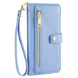 Cu clapetă pentru Samsung Galaxy M15 5G, Wallet Zipper Pocket, albastru