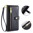 Cu clapetă pentru Realme 14 Pro+ 5G, Wallet Zipper Pocket, negru