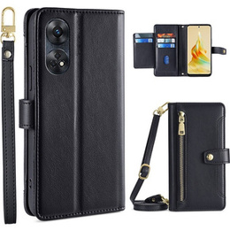 Cu clapetă pentru Oppo Reno8 T 4G, Wallet Zipper Pocket, negru