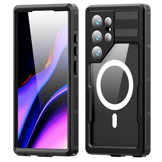 Husă impermeabilă pentru Samsung Galaxy S24 Ultra, Redpepper, pentru MagSafe, negru