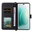 Carcasă cu clapetă pentru Honor 400 5G, Crossbody Leather Wallet, negru