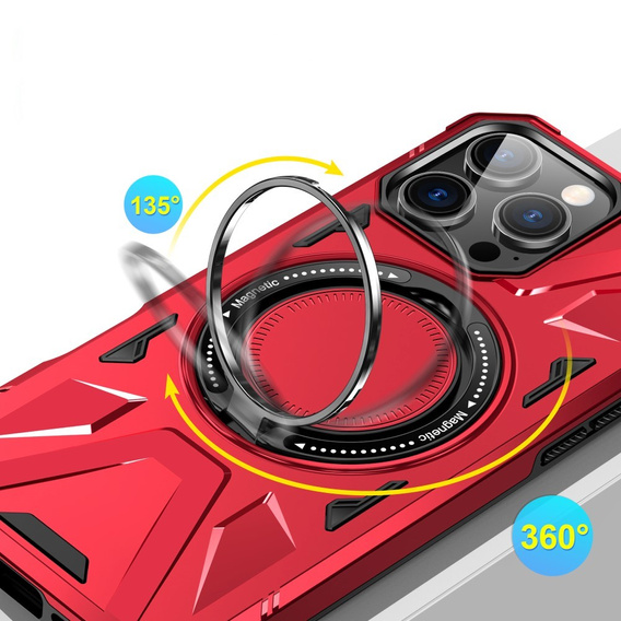 Carcasă pentru iPhone 16 Pro, blindată cu suport și placă pentru mâner, roșu