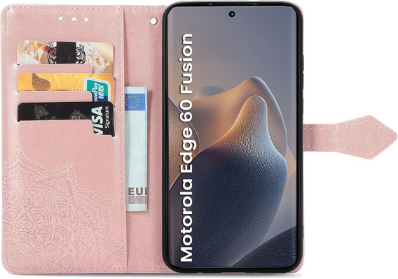 Cu clapetă pentru Motorola Edge 60 / 60 Fusion, Mandala, roz