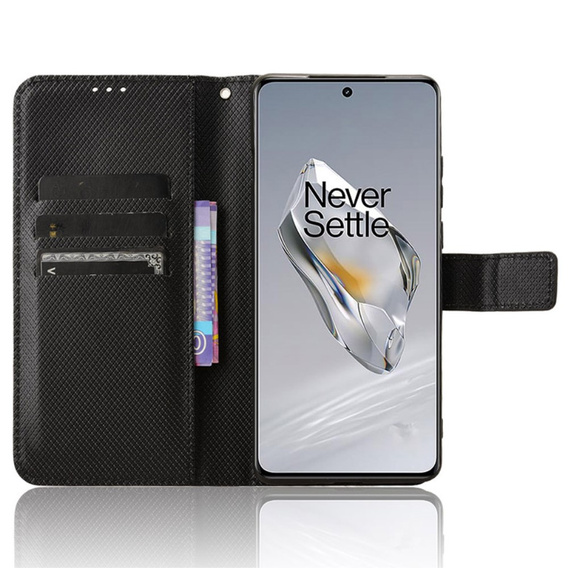 Cu clapetă pentru OnePlus 12 5G, Wallet Smart Magnet, negru