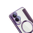 Cu clapetă pentru Samsung Galaxy S25 Edge, RFID Wallet MagSafe CamShield, violet