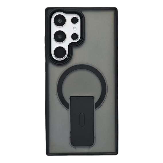 Husă pentru Samsung Galaxy S25 Ultra, Kickstand Matt Case, pentru MagSafe, negru + Sticlă ecran