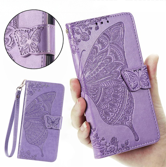 Cu clapetă pentru Realme 14 5G / Realme 14T 5G, Butterfly, violet