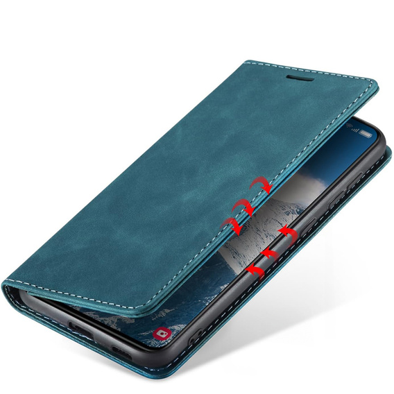 Husă pentru Samsung Galaxy A55, ERBORD Vintage, albastru + Sticlă pentru ecran