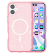 Husă pentru iPhone 17, pentru MagSafe, glitter, roz translucid