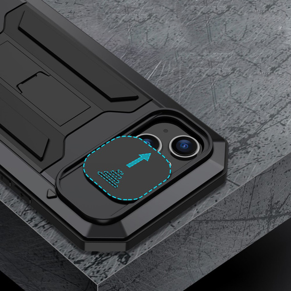 Husă blindată pentru iPhone 14, R-JUST CamShield Slide, negru