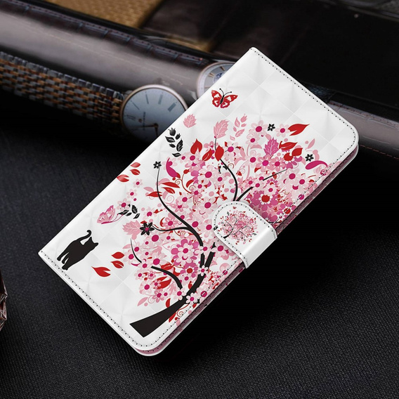Cu clapetă pentru Oppo A17, Wallet Light Spots Decor, tree, alb