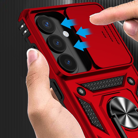 Husă blindată cu suport și capac pentru lentilă pentru Samsung Galaxy S26 Plus, roșu