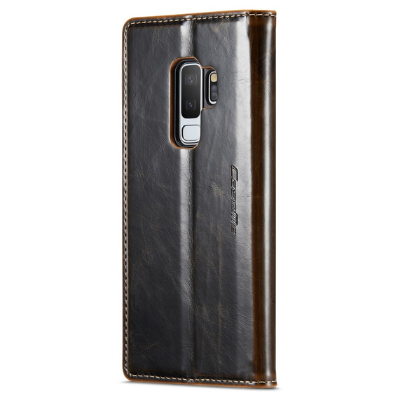 Carcasă flip CASEME pentru Samsung Galaxy S9+ Plus, Waxy Textured, cafea