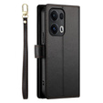 Cu clapetă pentru Oppo Reno 13 Pro 5G, Wallet Zipper Pocket, negru