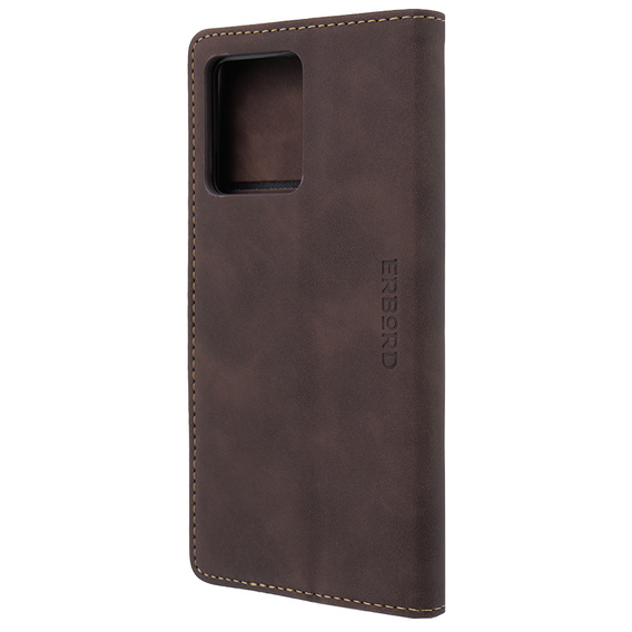 Husă pentru Motorola Edge 40 Neo, ERBORD Vintage, portofel cu clapetă, cafea