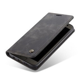 Husa CASEME pentru Samsung Galaxy S7 Edge, Leather Wallet Case, negru