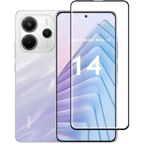 Sticlă călită 3D pentru Xiaomi Redmi Note 14 5G, cadru negru