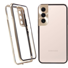 Husa pentru Samsung Galaxy S21, Magnetic Dual Glass, de aur