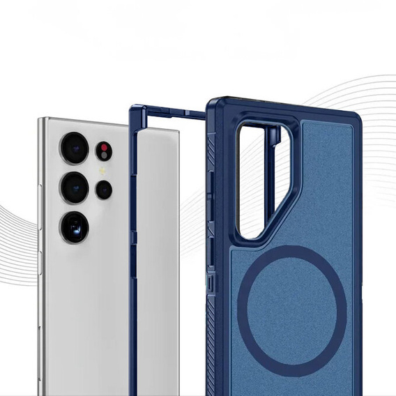 Carcasă cu ramă pentru Samsung Galaxy S22 Ultra, pentru MagSafe, albastru