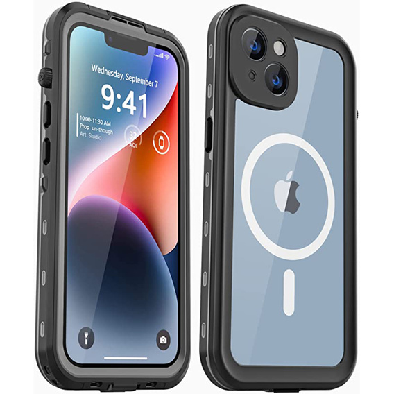 Husă impermeabilă pentru iPhone 14, Redpepper, pentru MagSafe, negru