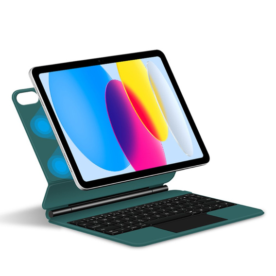 Husă de tastatură pentru iPad 10.9" 2022 (10 gen.) / iPad 11" 2025 A16 (11 gen.), Magnetic Keyboard Touchpad, verde