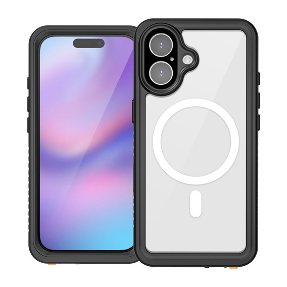 Carcasă Redpepper pentru iPhone 17, impermeabilă IP68, pentru MagSafe, transparentă cu laturi negre