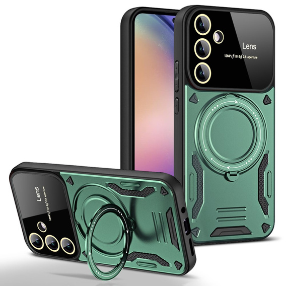 Husă blindată pentru Samsung Galaxy A55 5G, Magnetic Ring, verde