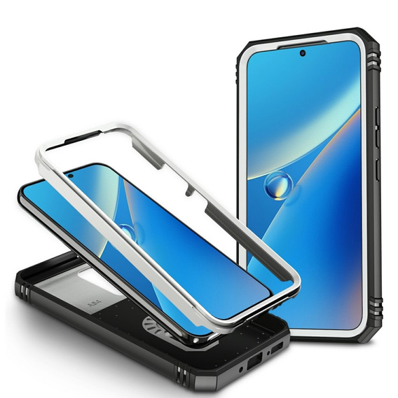 Husă blindată pentru Samsung Galaxy A54 5G, CamShield Slide, alb / negru