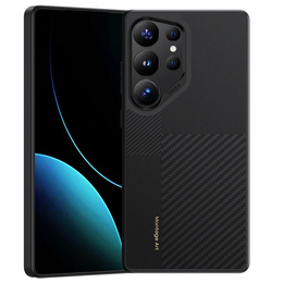 Carcasa BENKS Kevlar pentru Samsung Galaxy S25 Ultra, pentru MagSafe, Carbon Fiber, negru