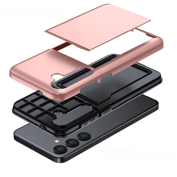 Huse pentru Samsung Galaxy A56 5G, Sliding Card Holder, roz