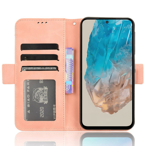 Cu clapetă pentru Samsung Galaxy M35, Card Slot, roz
